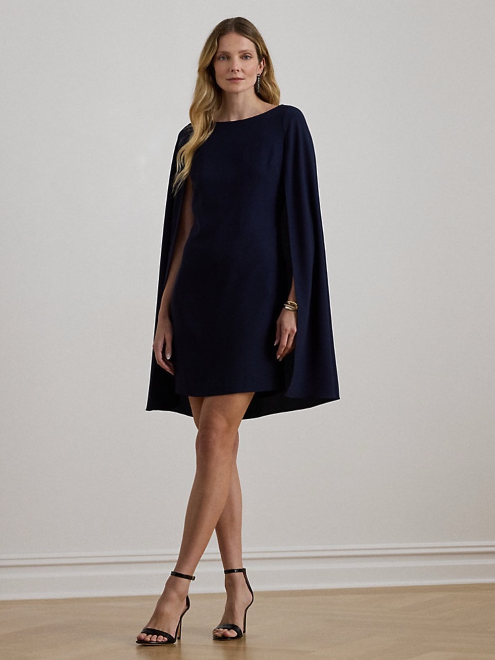Ralph Lauren Cape Georgette Cocktail Dress in Lighthouse Navy